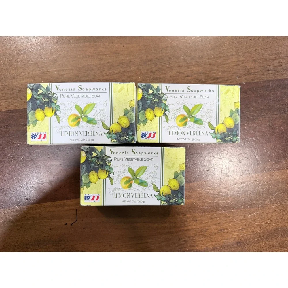 Venezia Soapworks Lemon Verbena Pure Vegetable Soap 7oz Set of 3 Made in USA